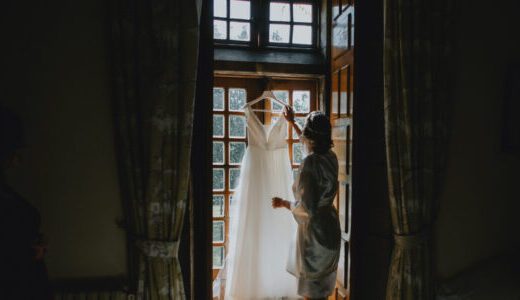 Bride with her dress before the wedding